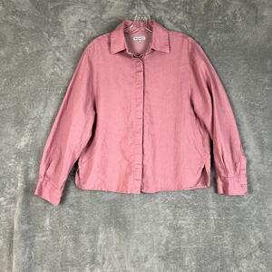 Reformation Andy Oversized Shirt Womens XS 100% Linen Pink Minimalist